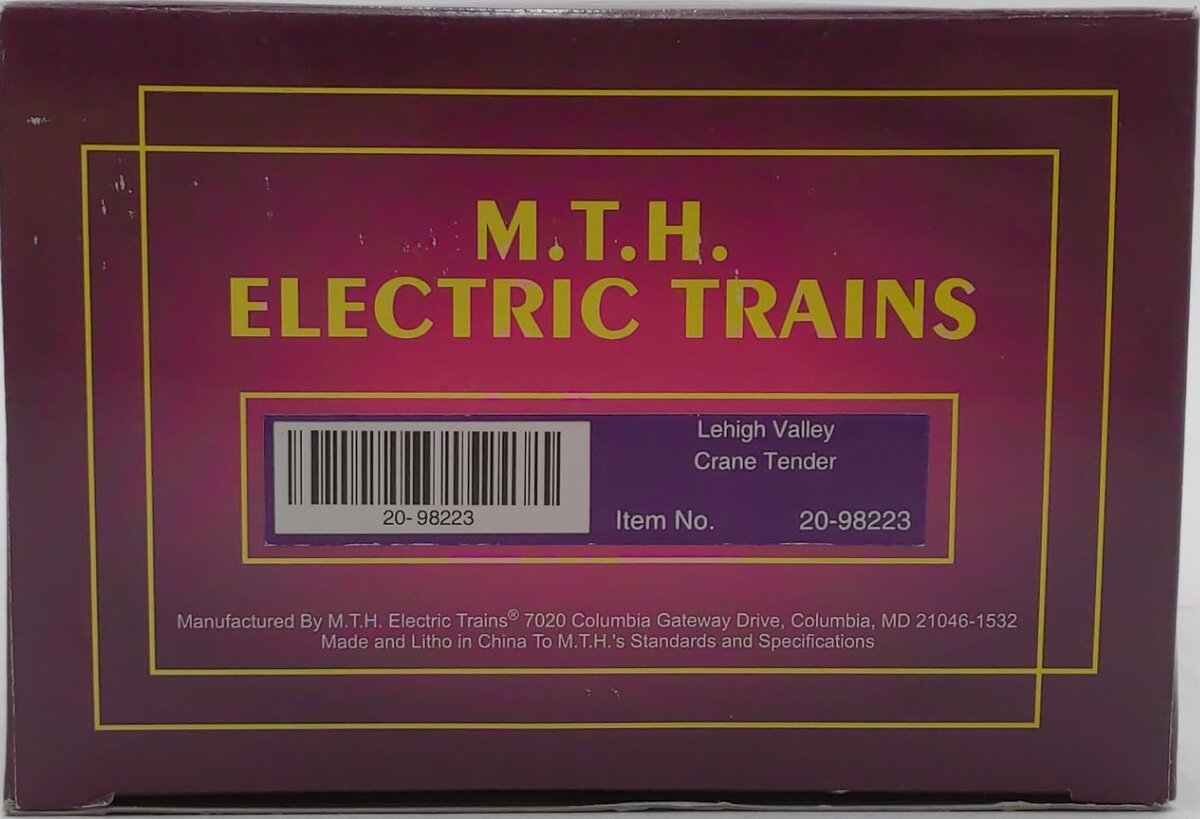 MTH 20-98223 O Gauge Lehigh Valley Crane Tender #93156 LN/Box