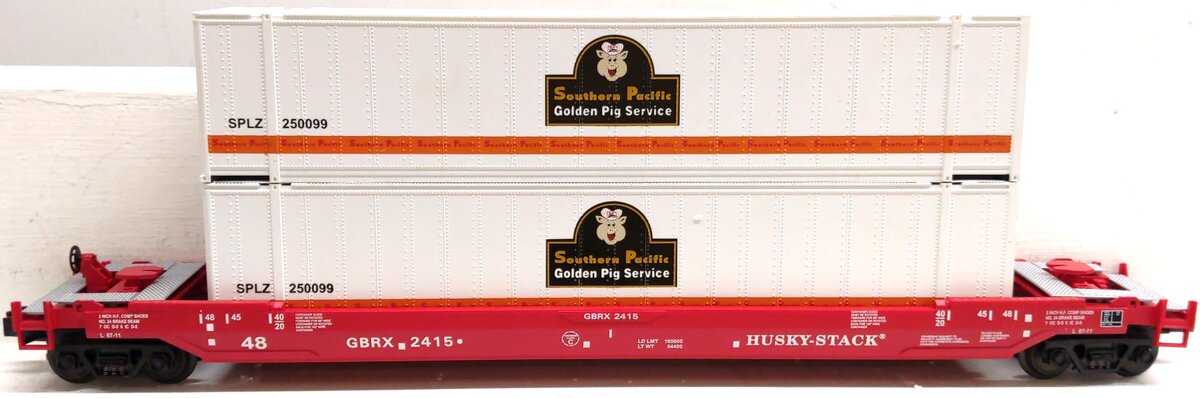 MTH 20-95003 O Gauge Southern Pacific Husky Stack Car #2415 w/Containers EX/Box
