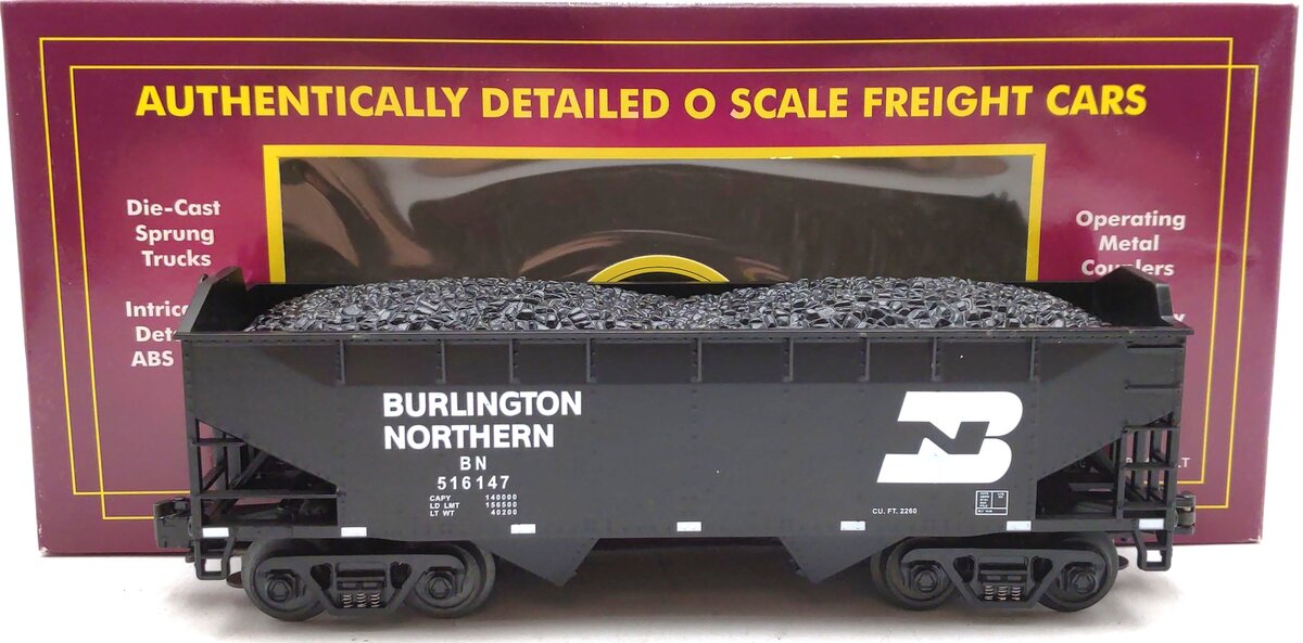 MTH 20-90014D CB&Q 2-Bay Covered Hopper w/Coal Load LN/Box