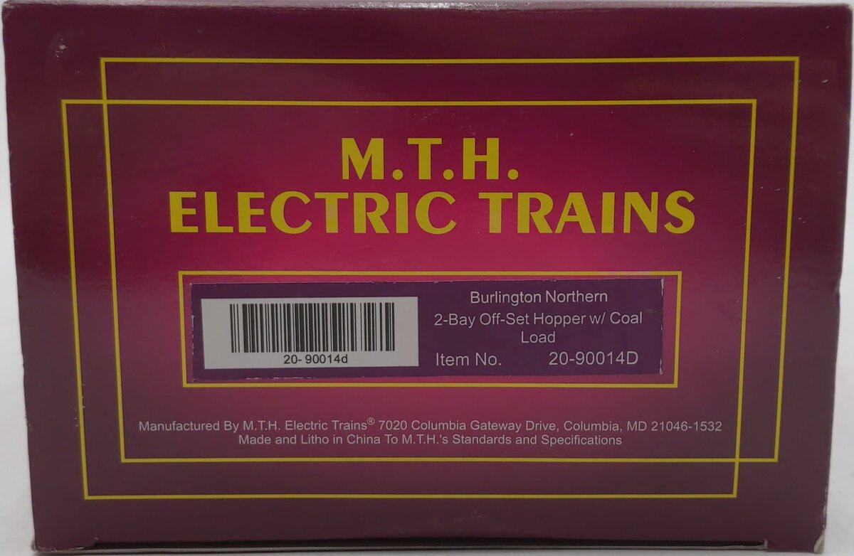 MTH 20-90014D CB&Q 2-Bay Covered Hopper w/Coal Load LN/Box