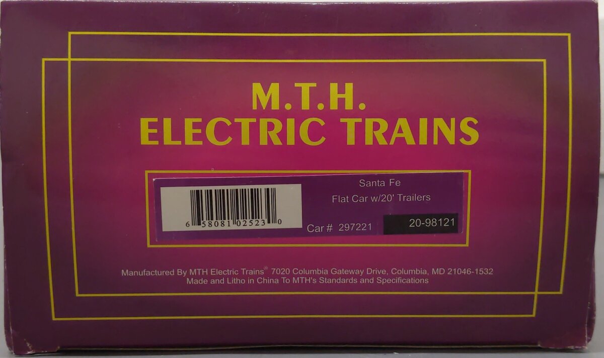 MTH 20-98121 O ATSF Flatcar with Trailers #297220 LN/Box