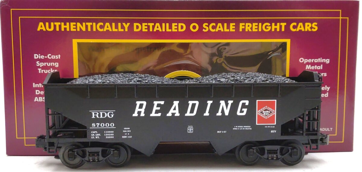MTH 20-97450 O Reading Hopper #87000 LN/Box