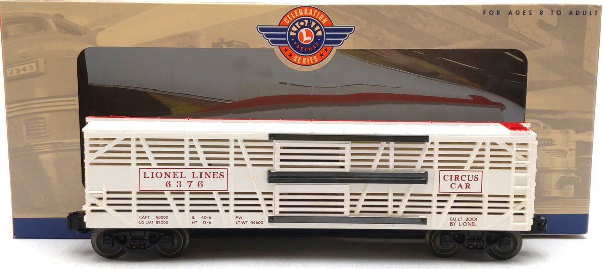 Lionel 6-19557 O Gauge Postwar Celebration Series Circus Stock Car #6376 LN/Box