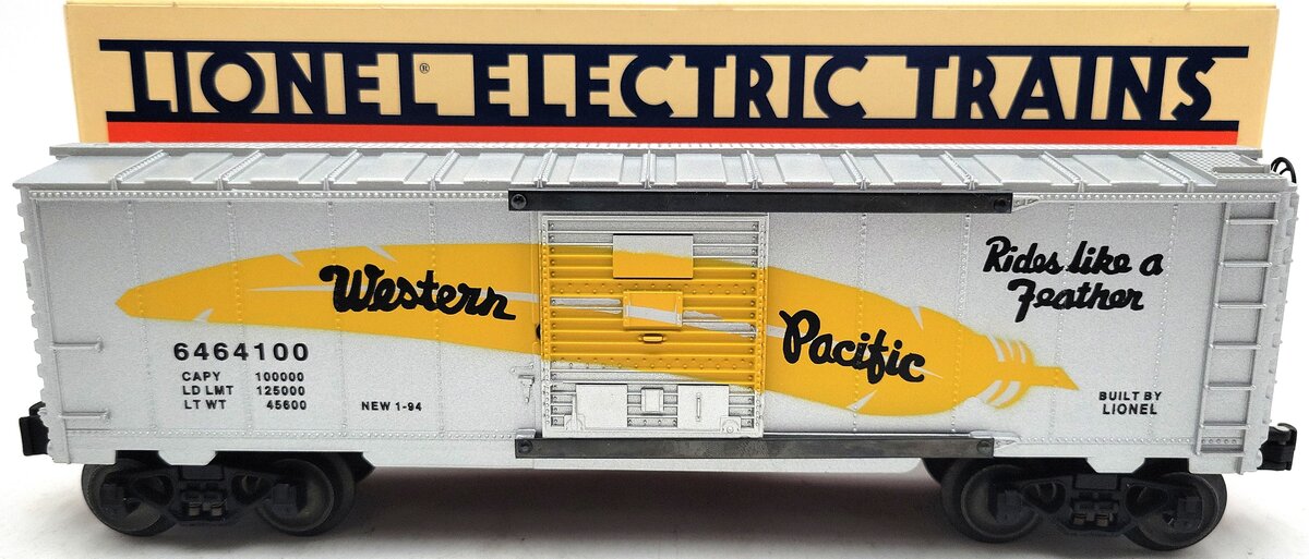 Lionel 6-19259 O Gauge Western Pacific Silver Yellow Feather 6464 Series Boxcar LN/Box