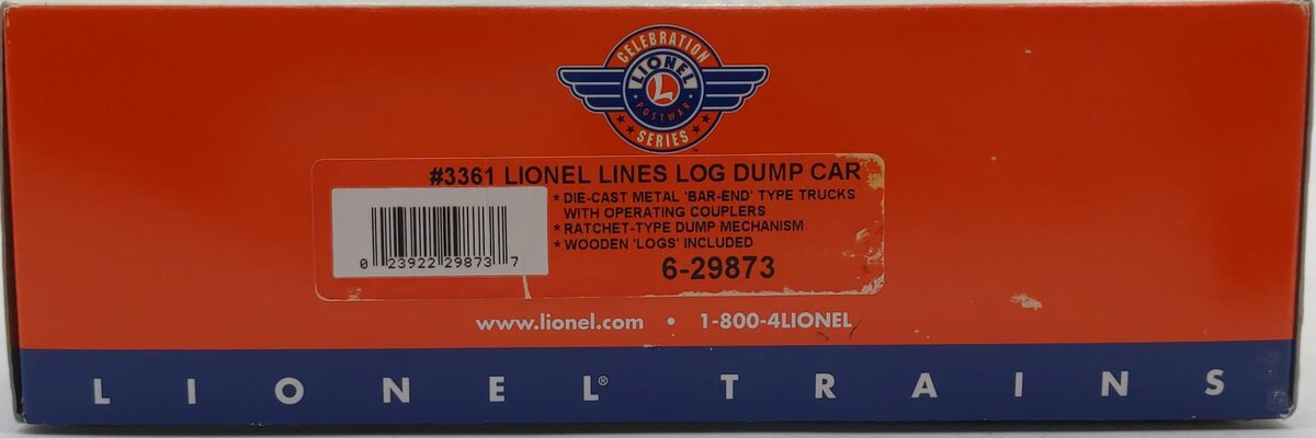 Lionel 6-29873 #3361 Lionel Lines Log Dump Car EX/Box