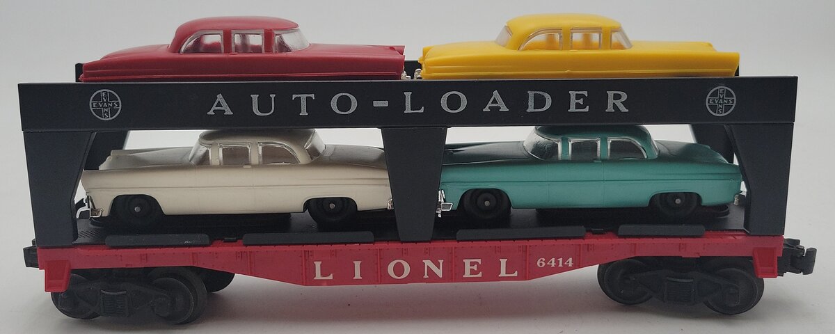 Lionel 6414 Vintage O Gauge Postwar Evans Autoloader with 4 Automobiles EX