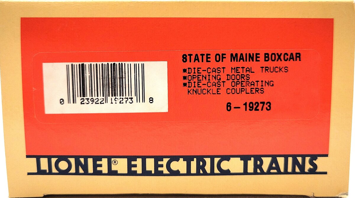 Lionel 6-19273 O Gauge State of Maine Boxcar #6464275 LN/Box