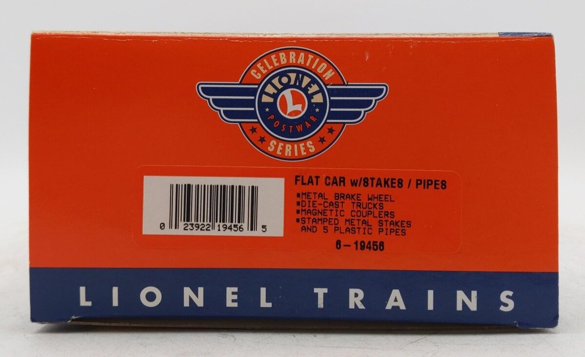 Lionel 6-19456 O Gauge PWC Flat Car w/Pipes LN/Box