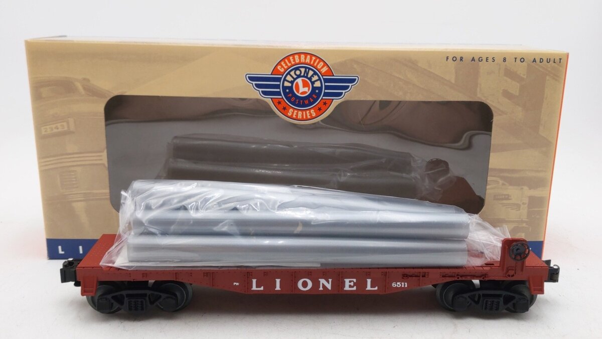 Lionel 6-19456 O Gauge PWC Flat Car w/Pipes LN/Box