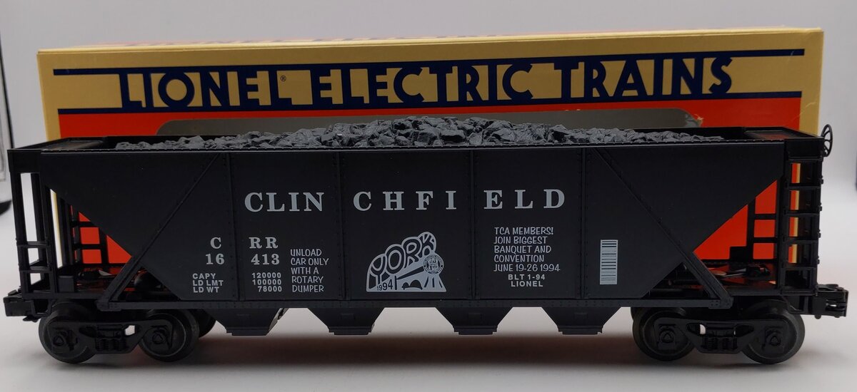 Lionel 6-16413 O Gauge Clinchfield 4-Bay Hopper with Coal Load LN/Box