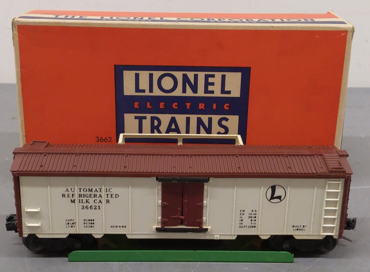 Lionel 3662 Vintage O Automatic Refrigerated Milk Car w/ Platform #36621 VG/Box