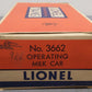 Lionel 3662 Vintage O Automatic Refrigerated Milk Car w/ Platform #36621 VG/Box