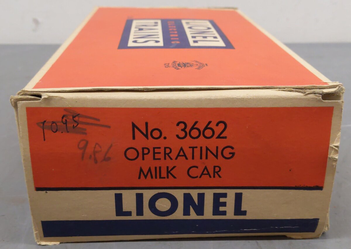 Lionel 3662 Vintage O Automatic Refrigerated Milk Car w/ Platform #36621 VG/Box