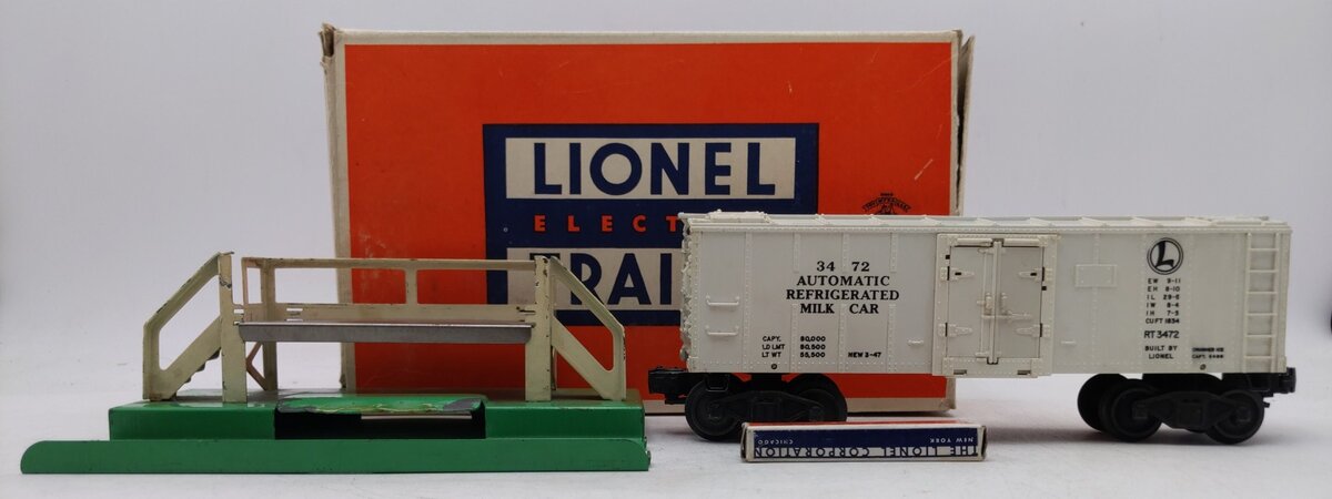 Lionel 3472 O Vintage Operating Milk Car with Platform EX/Box