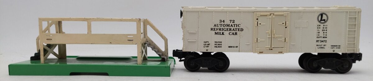 Lionel 3472 O Vintage Operating Milk Car with Platform EX/Box