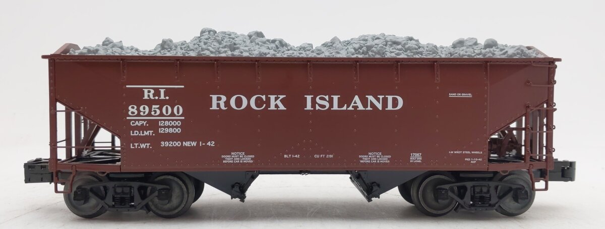Lionel 6-17067 O Gauge Rock Island Offset Hopper w/ Gravel Load #89500 EX/Box