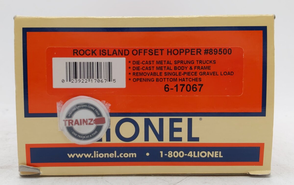 Lionel 6-17067 O Gauge Rock Island Offset Hopper w/ Gravel Load #89500 EX/Box
