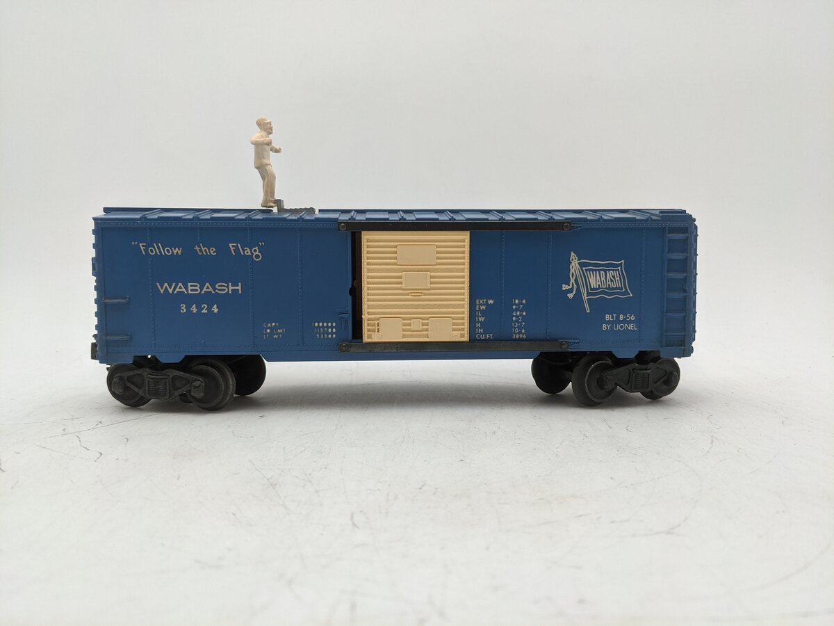Lionel 3424 Vintage O Wabash Operating Brakeman Car with White Figure VG