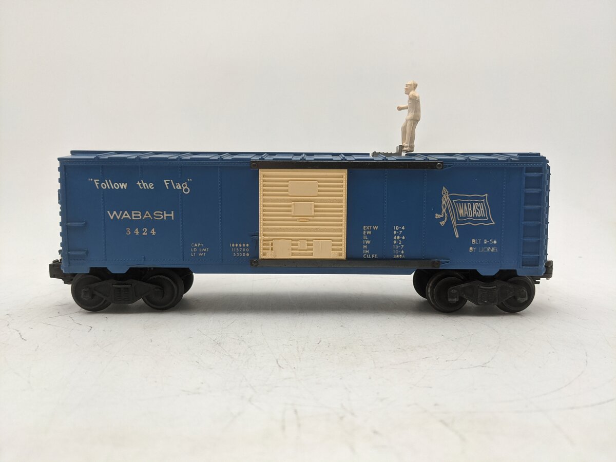 Lionel 3424 Vintage O Wabash Operating Brakeman Car with White Figure VG