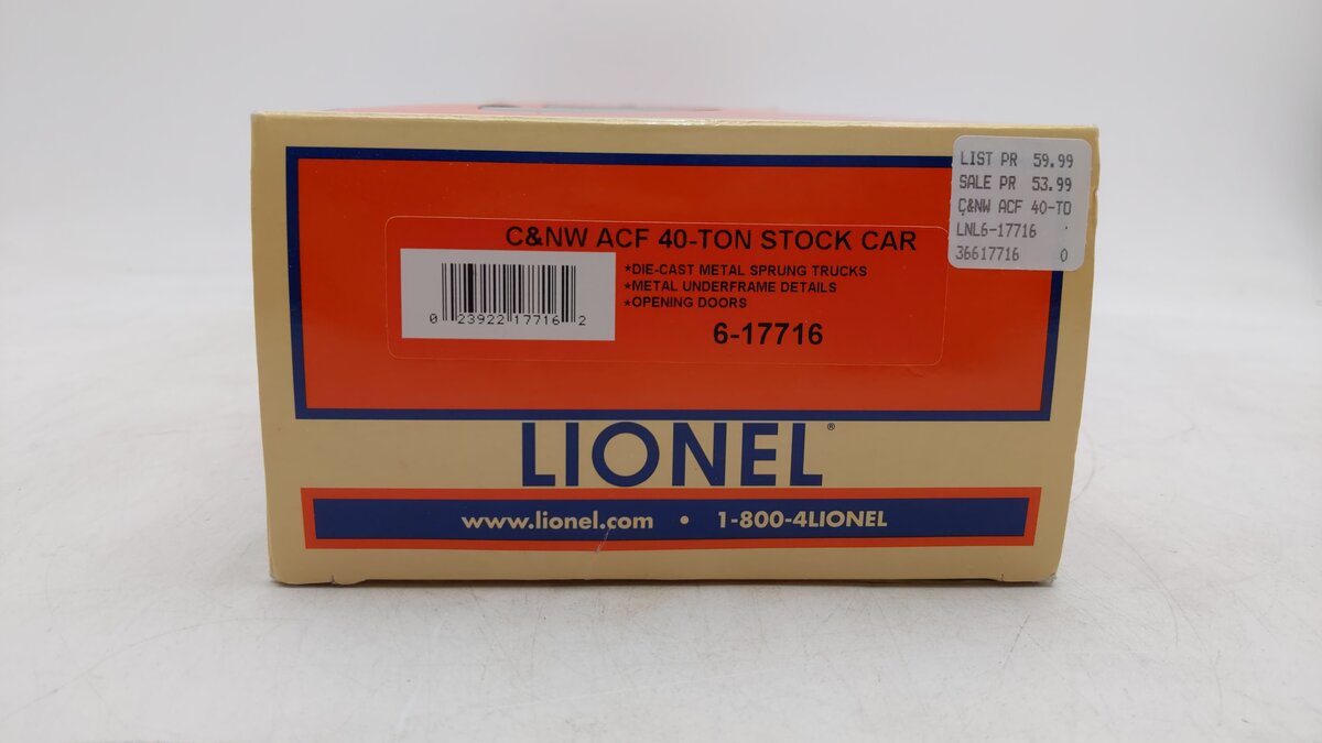 Lionel 6-17716 O Gauge Chicago & Great Western ACF 40-Ton Stock Car #838 EX/Box