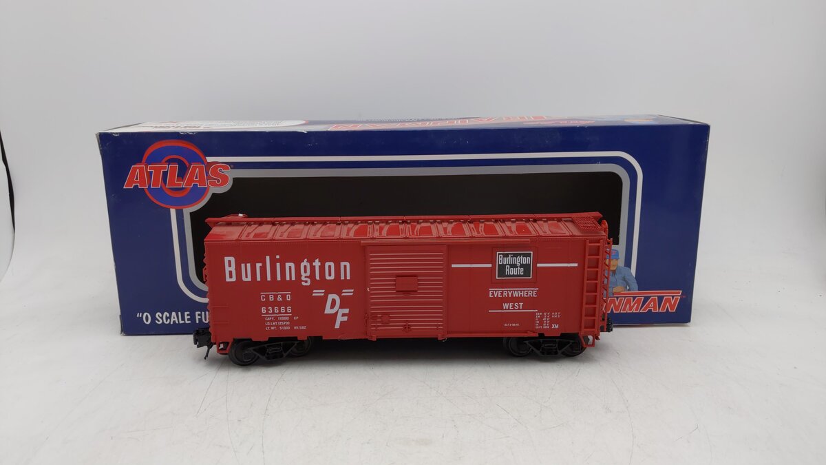 Atlas 0507-2 O Gauge 3-Rail CB&Q Boxcar #63666 (3 Rail) EX/Box
