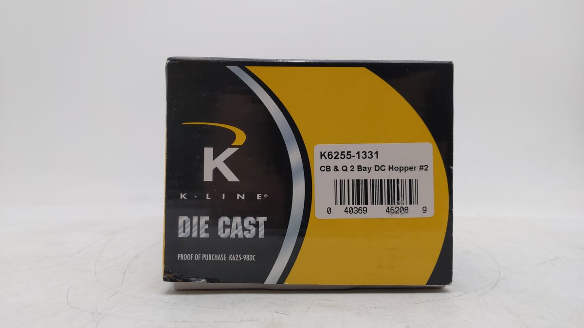 K-Line K6255-1331 O CB&Q 2-Bay DC Hopper Car EX/Box