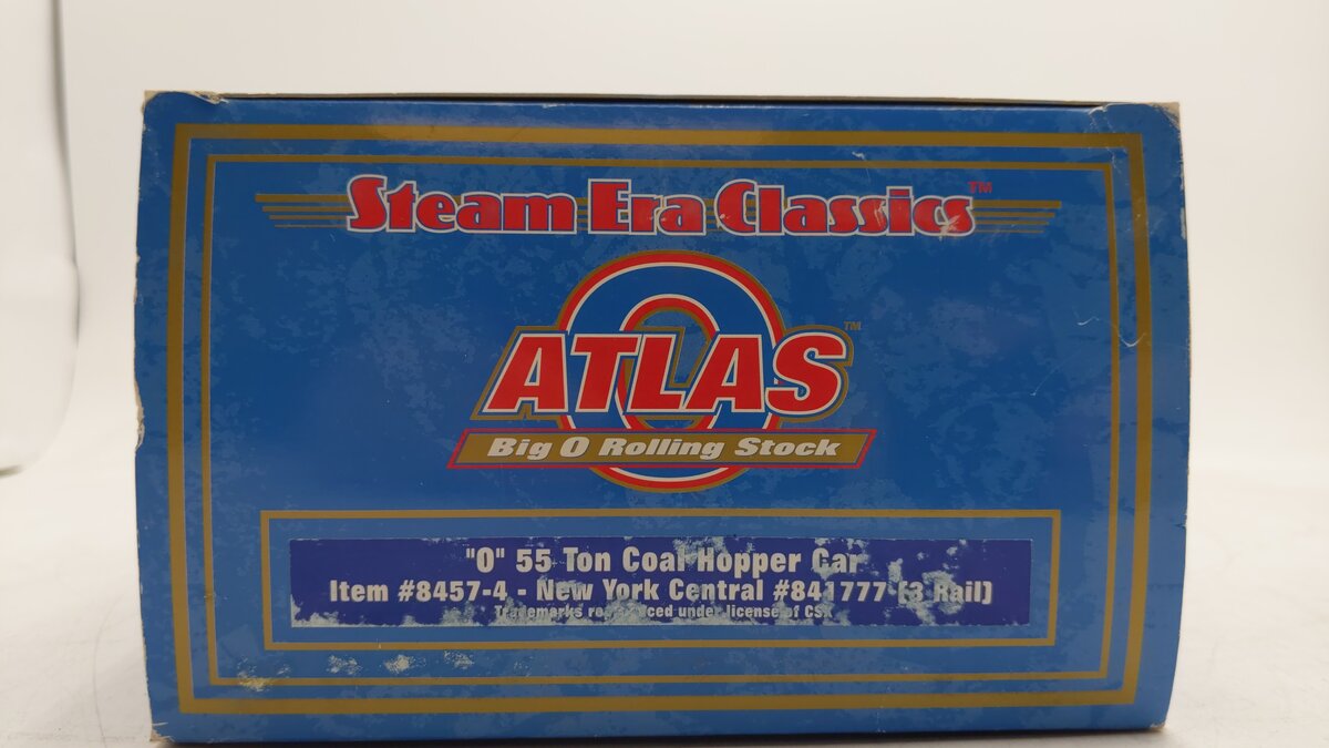Atlas 8457-4 O Gauge New York Central 55 Ton Coal Hopper #841777 - 3 Rail EX/Box