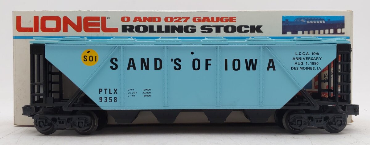 Lionel 6-9358 O Gauge LCCA-1980 Sands Of Iowa Covered Hopper Car VG/Box