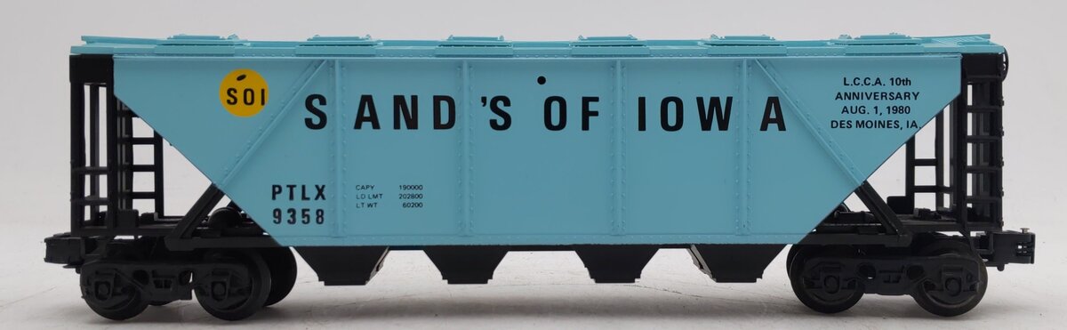 Lionel 6-9358 O Gauge LCCA-1980 Sands Of Iowa Covered Hopper Car VG/Box