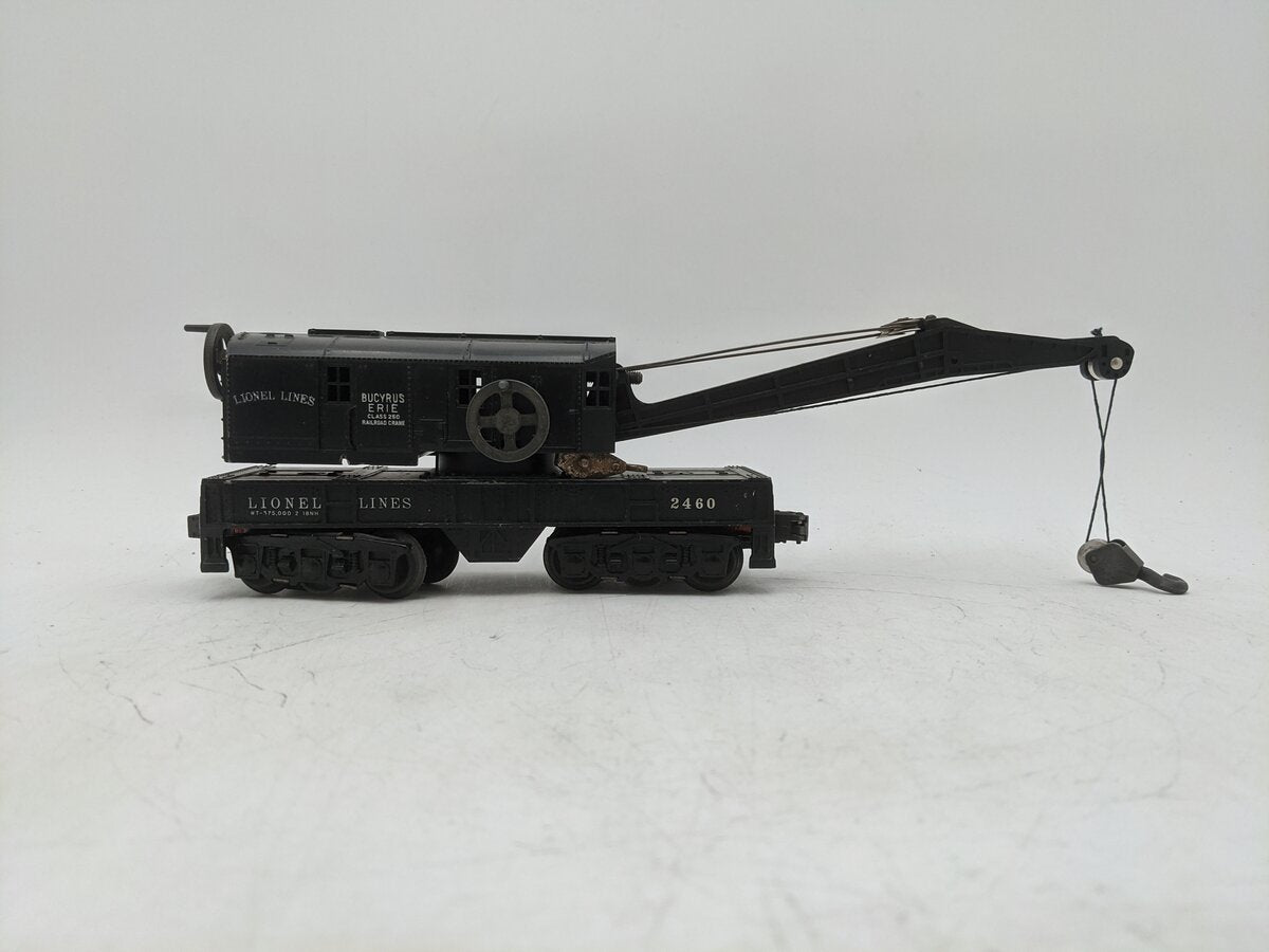 Lionel 2460 Vintage O Lionel Lines Bucyrus Erie Crane Car w/6 Wheel Trucks VG