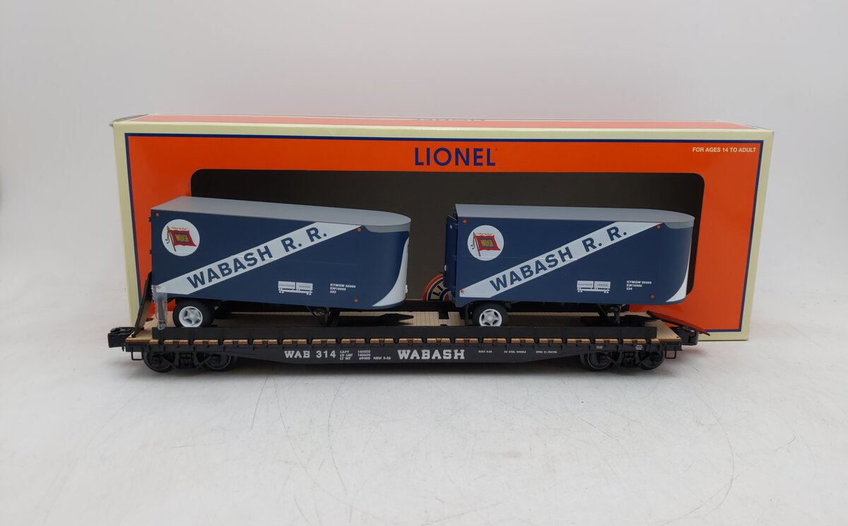 Lionel 6-27820 Wabash PS-4 Flatcar with Piggyback Trailers EX/Box