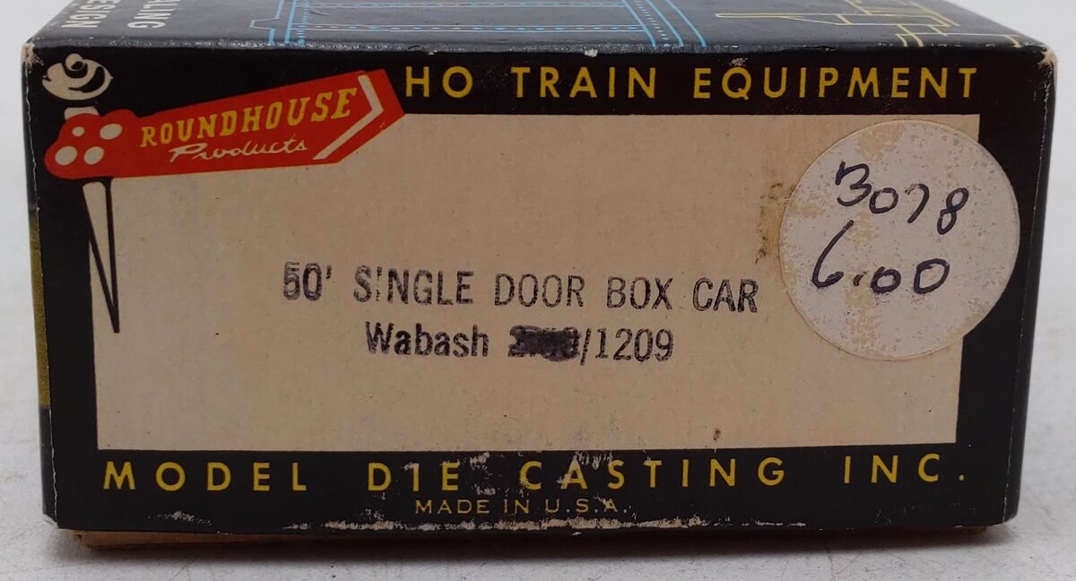 Roundhouse 1209 HO Scale Wabash Boxcar #21565 EX/Box