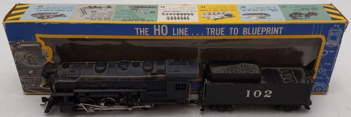 AHM 5083 HO Scale AT&SF 0-8-0 Steam Locomotive & Tender #102 VG/Box