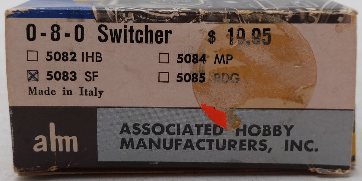 AHM 5083 HO Scale AT&SF 0-8-0 Steam Locomotive & Tender #102 VG/Box