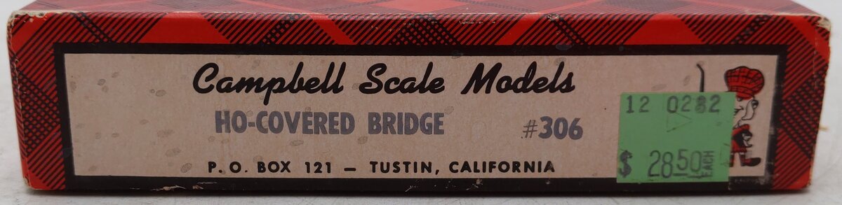 Campbell Scale Models 306 HO Covered Bridge Wood & Plastic Kit VG/Box