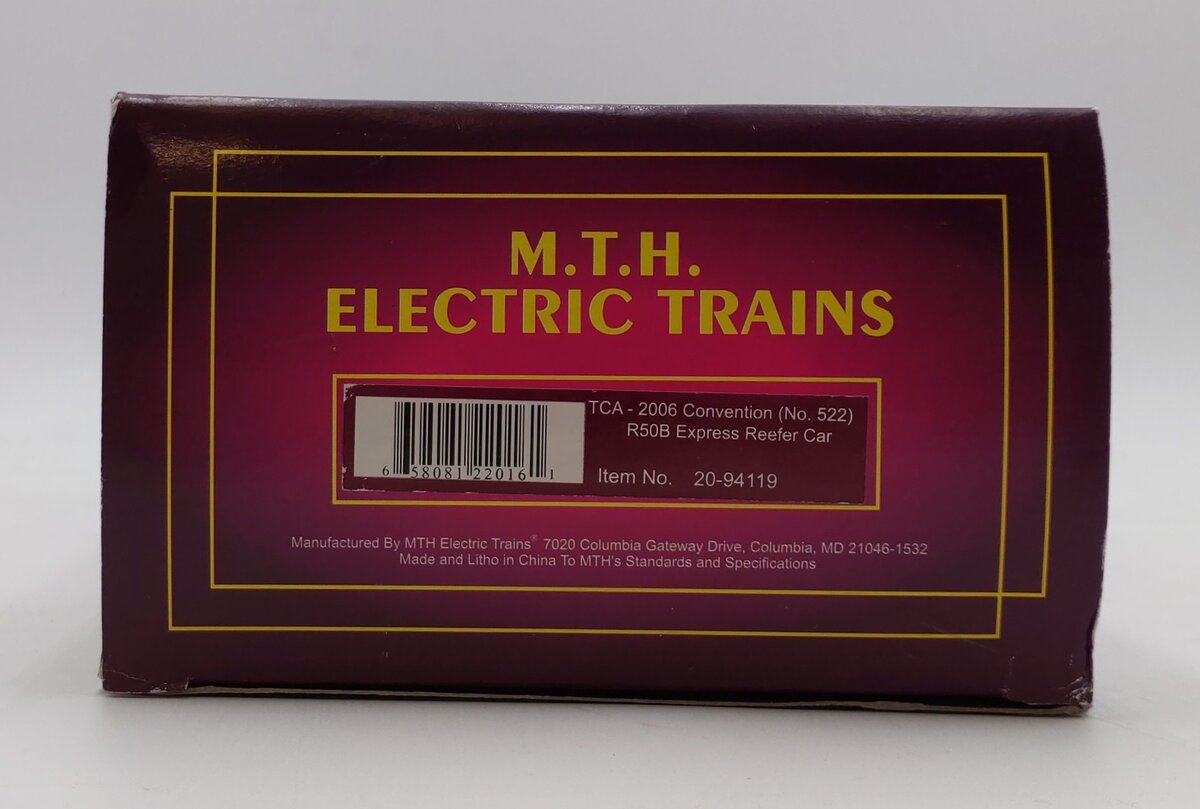 MTH 20-94119 O Gauge TCA 2006 Convention R50B Express Reefer Car #522 NIB