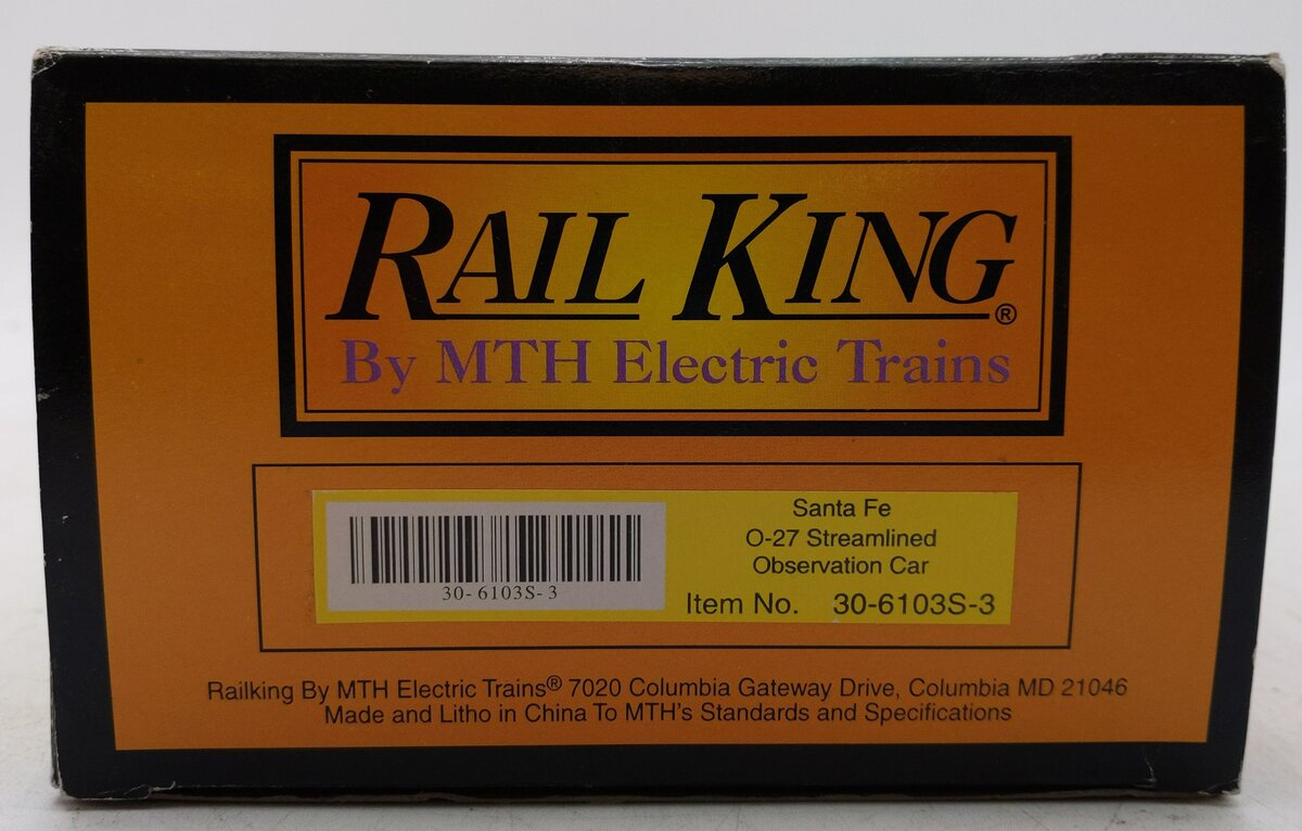 MTH 30-6103S-3 O Gauge Santa Fe Observation Car #3199 EX/Box