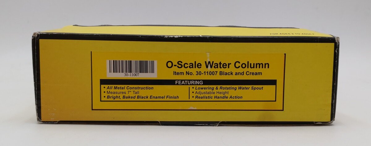 MTH 30-11007 O Scale Die Cast Adjustable Black & Cream Water Column NIB