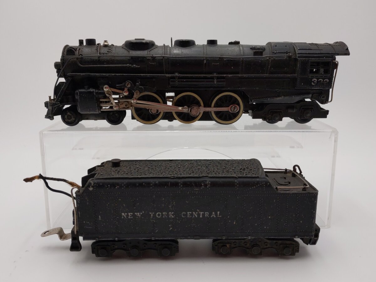 American Flyer 322 Vintage S Scale NYC 4-6-4 Hudson Steam Locomotive & Tender VG