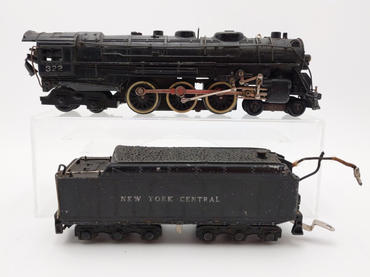 American Flyer 322 Vintage S Scale NYC 4-6-4 Hudson Steam Locomotive & Tender VG