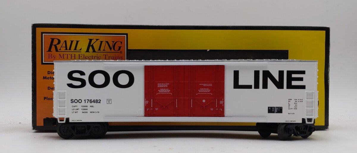 MTH 30-74526 SOO Line 50' Double Door Plugged Boxcar