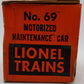 Lionel 69-1 O Gauge Vintage Motorized Maintenance Car with Figure VG/Box
