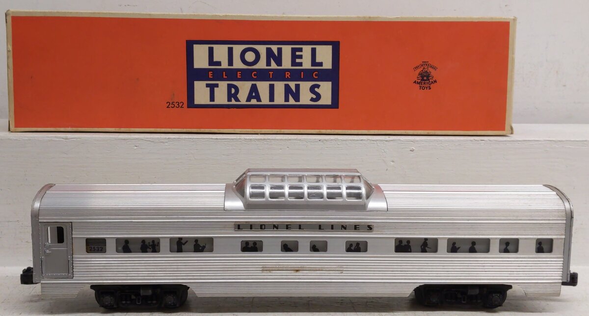 Lionel 2532 Vintage O Lionel Lines Silver Range Aluminum Vista Dome Car/Box