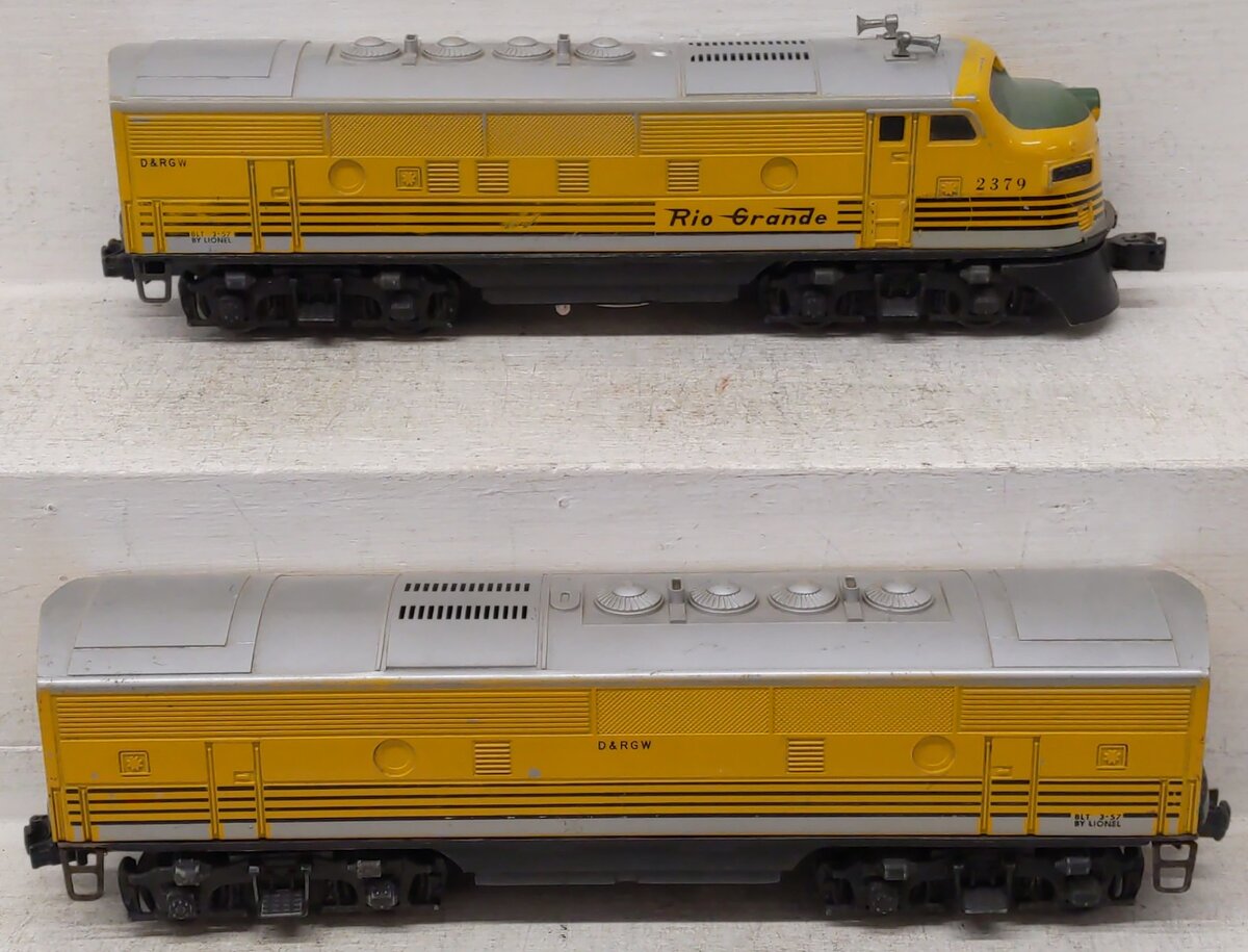 Lionel 2379 Vintage O Rio Grande F3 AB Diesel Locomotive Set VG