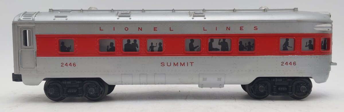 Lionel 2446 Vintage O Lionel Lines Summit Solid Red Stripe Observation Car EX/Box
