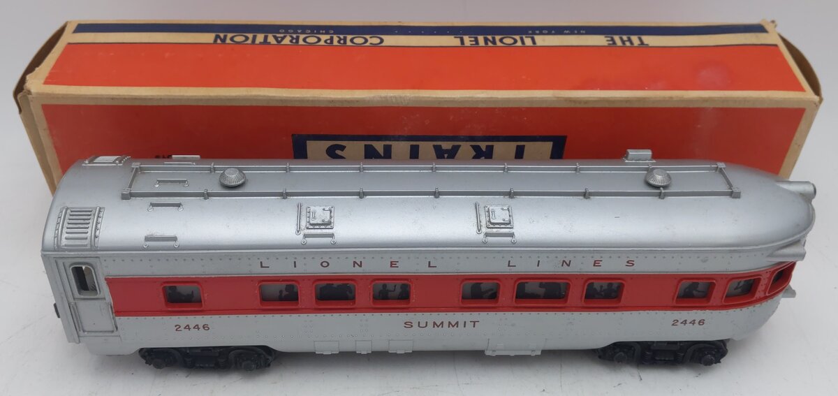 Lionel 2446 Vintage O Lionel Lines Summit Solid Red Stripe Observation Car EX/Box