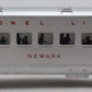Lionel 2434 Vintage O Lionel Lines Illuminated Newark Passenger Car VG
