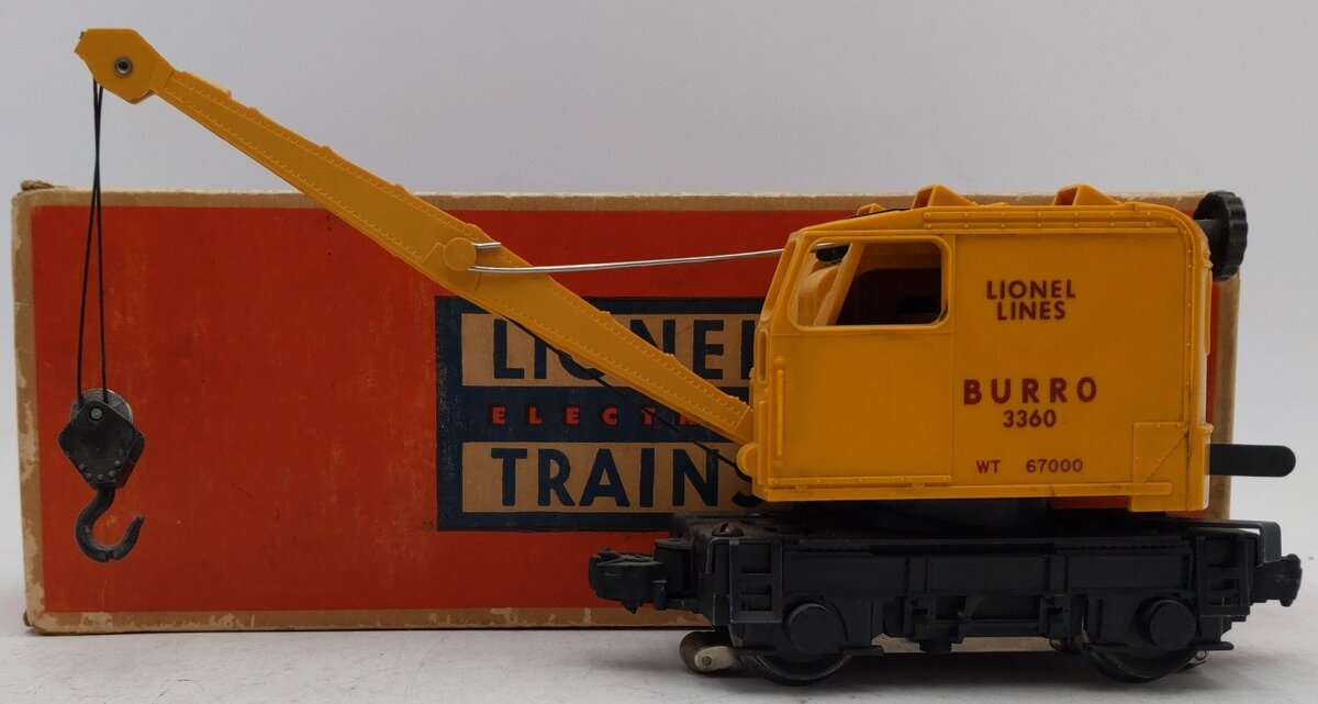Lionel 3360 Vintage O Gauge Postwar Operating Burro Crane Car VG/Box