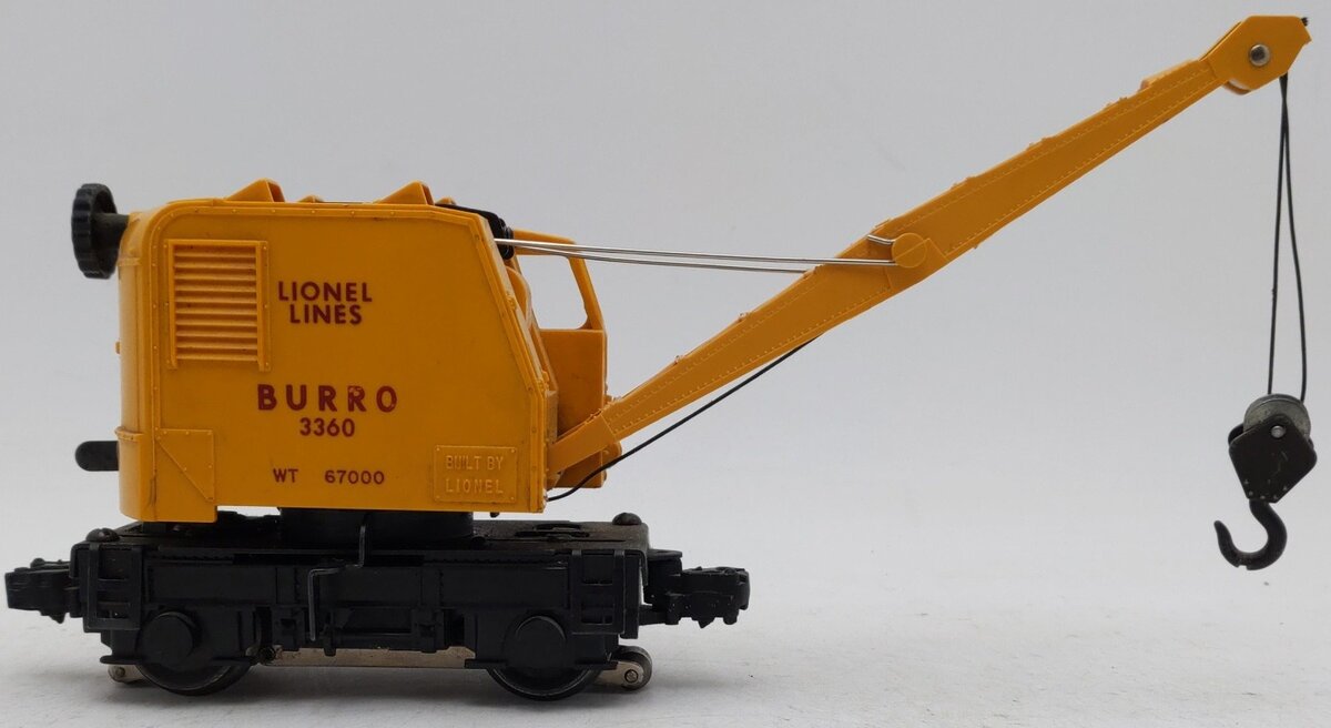 Lionel 3360 Vintage O Gauge Postwar Operating Burro Crane Car VG/Box