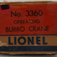 Lionel 3360 Vintage O Gauge Postwar Operating Burro Crane Car VG/Box